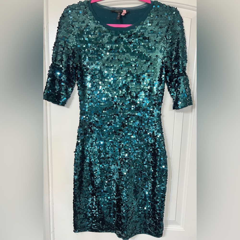 BCBGMaxAzria Sparkling Teal Sequin Dress size S